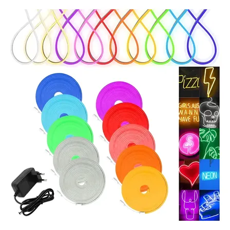 Fita Neon Led 5m Flexível Siliconada 12v + Fonte Bivolt