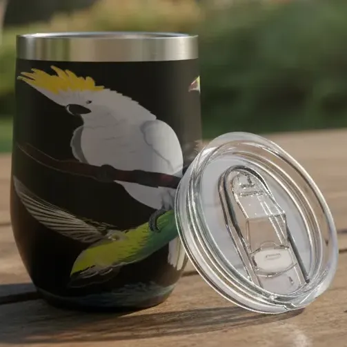 Copo Térmico Inox 360ml Com Tampa Estampas Pássaros Tropicai