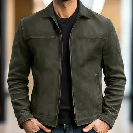 Jaqueta Masculina De Couro Com Lapela Casual Outono Nova