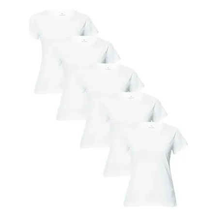 Kit 5 Camisetas Feminina Manga Curta Branca Hering Gola