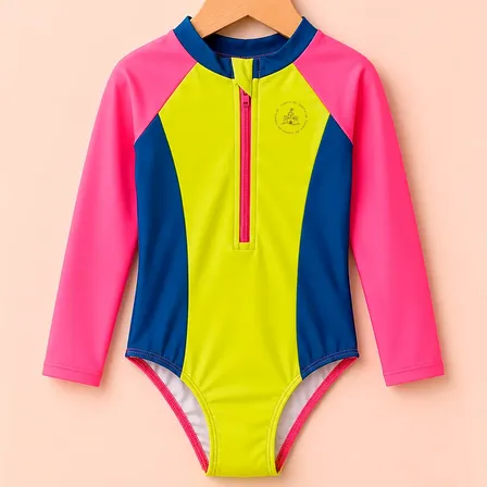 Maiô Infantil Uv50+ Manga Longa Menina Praia Piscina Zíper