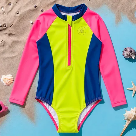 Maiô Criança Uv50+ Manga Longa Praia Natação Menina Piscina