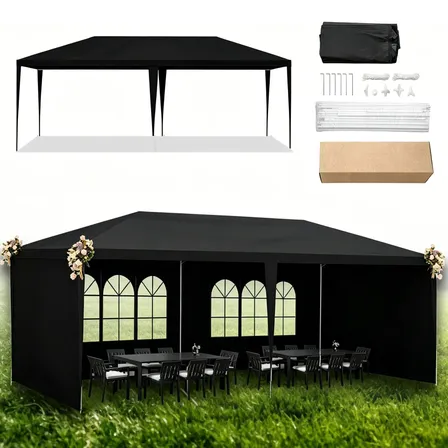 Tenda Gazebo Azul Polietileno 3x6 Metros Desmontável Camping