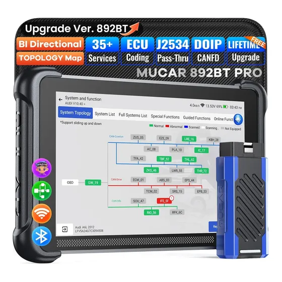 Scanner Automotivo Mucar 892bt Pro Obd2 8'' Android
