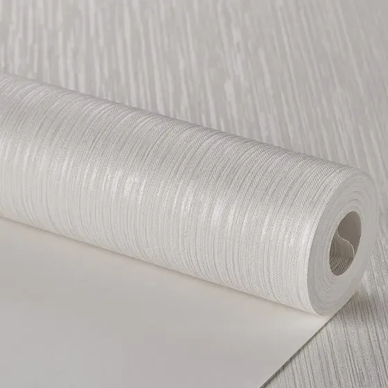 Papel De Parede Importado Listrado Off White E Prata
