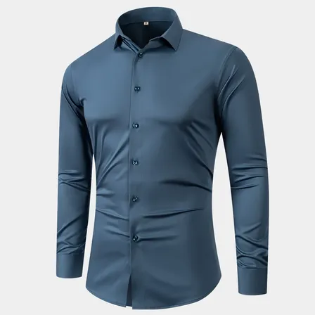 Camisa Social Masculina Slim Luxo Fibra De Bambu Elastano