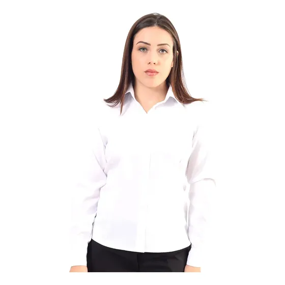 Camisa Social Feminina Annalu Manga Longa Branca