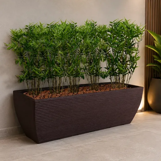 1 Jardineira Decoração Jardim Paisagismo Branca Pedra 80x30