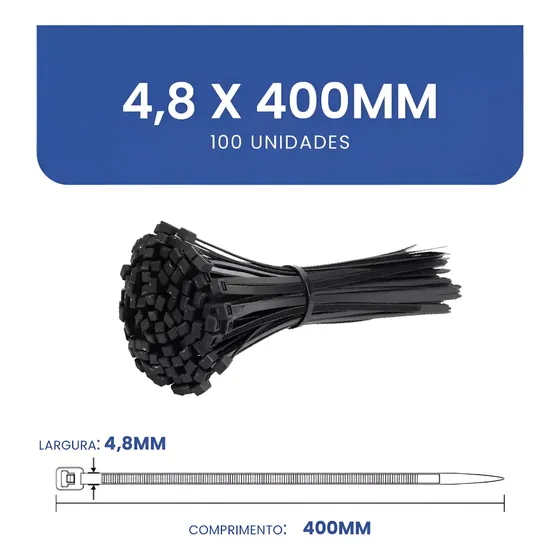 Kit Abraçadeira Lacre Nylon 1.000 Unid 4,8mm 400mm Enforca