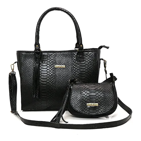 Bolsa Feminina Couro Legítimo Kit2 Peças Tiracolo Transversa