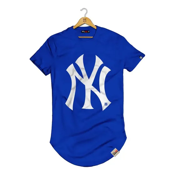 Camisa Longline Ny Blusa Manga Curta Na Promoção Alto Padrão