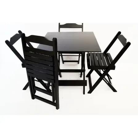 Mesa 70x70 + 4 Cadeiras Dobráveis Passa Perto
