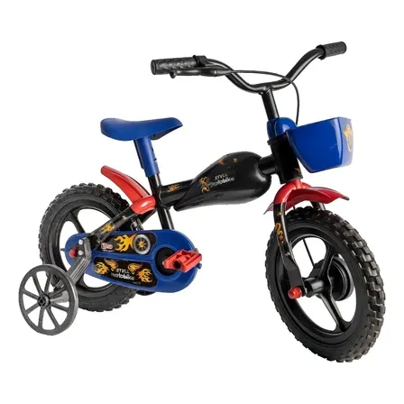 Bicicleta De Passeio/urbana Infantil Styll Baby Baby Moto Bike Aro 12 Cor Preto/azul/vermelho Com Rodas De Treinamento