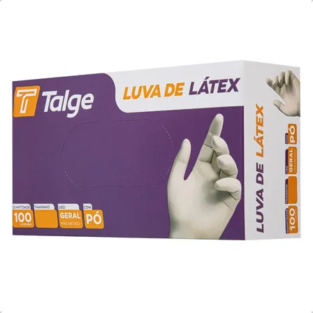 Kit Luvas Descartáveis Talge Látex Natural P Com Pó Kit 10x100 Unidades