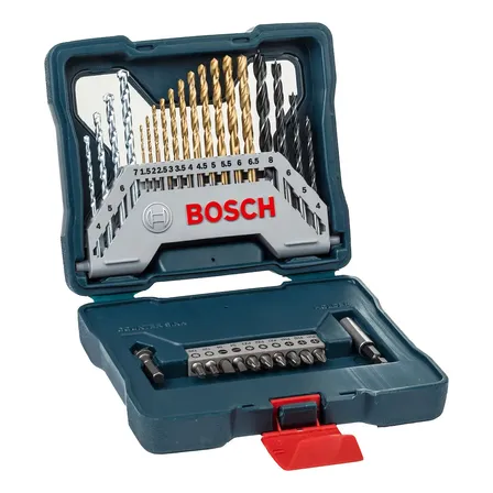 Kit De Pontas E Brocas Em Titânio Bosch X-line Com 30 Peças