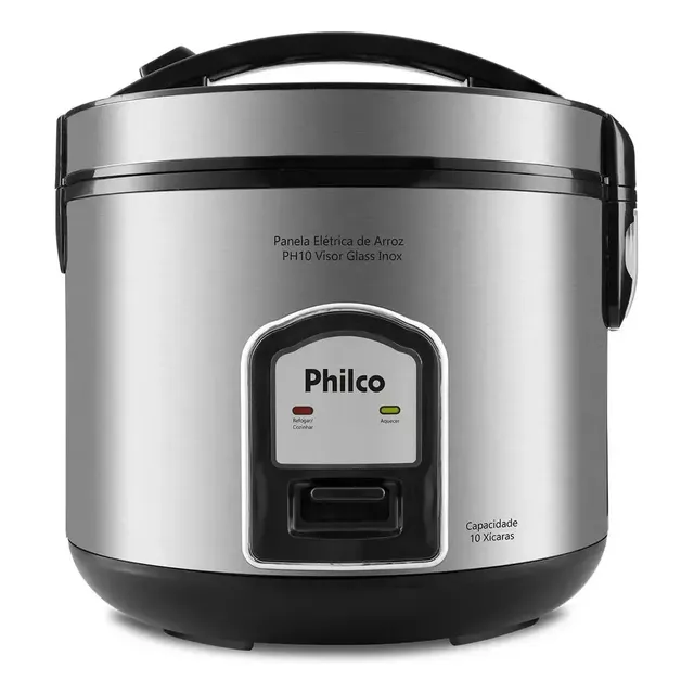 Panela De Arroz Philco 10 X Ph10p Visor Glass Inox 110v Preto/inox