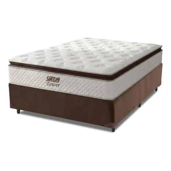 Gazin Tower cama box cor branco e marrom tamanho casal 1.88m x 1.38m x 71.72m