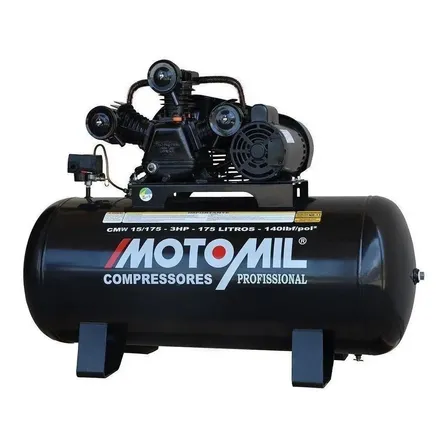 Compressor Ar Motomil Cmw-15/175 175l 3hp Bivolt Profissional Preto 127/220v 60 Hz Monofásica