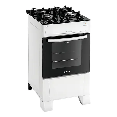 Fogão 4 Bocas Atlas Mônaco Top Glass Acendimento Automático Cor Branco