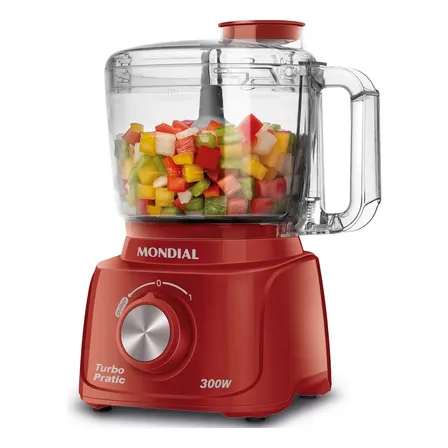 Mini Processador Turbo Pratic Mondial Vermelho 300w Mp-16-r 127v