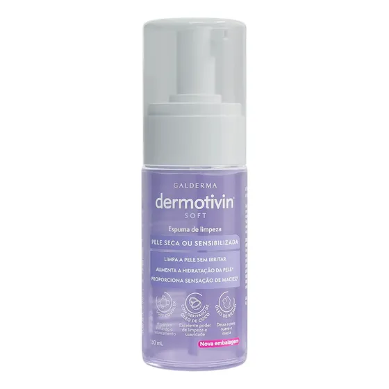 Espuma Limpeza Facial Pele Seca Dermotivin Soft 130ml