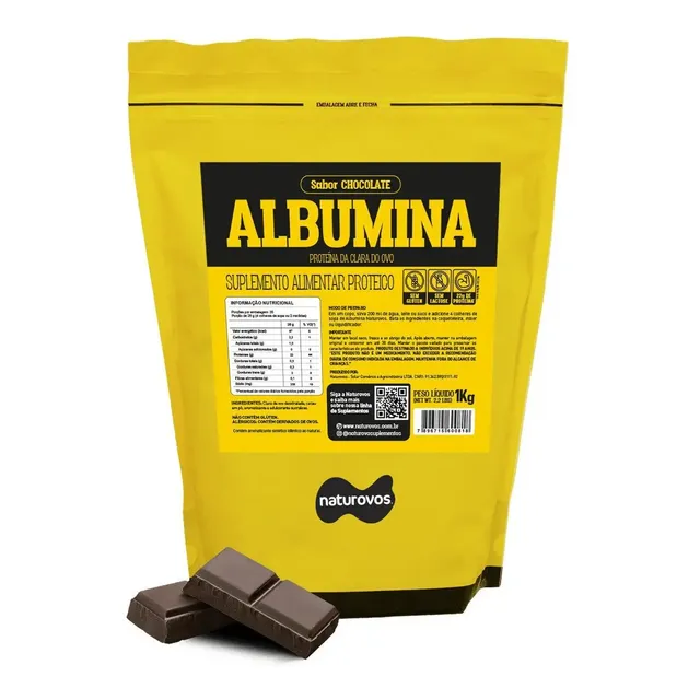 Albumina Naturovos Chocolate 1kg Refil Proteína
