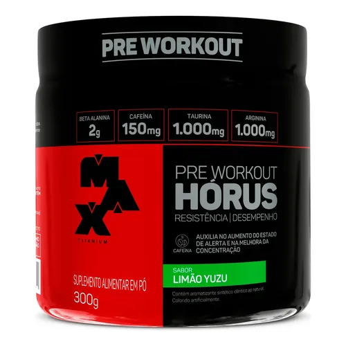 Pre Workout Suplemento Em Pó Max Titanium Pre Treino Horus Sabor Limão yuzu Em Pote De 300g