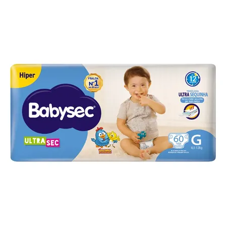 Fralda Babysec Ultrasec Galinha Pintadinha G 60 Unid Grande (g) Sem Gênero