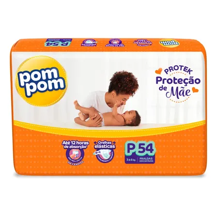 Fraldas Pom Pom Protek P X 54 Unidades Sem Gênero