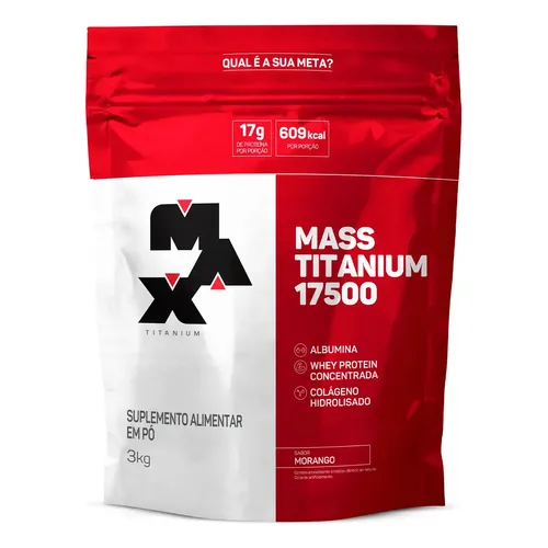 Hipercalórico Mass Titanium 17500 Max Titanium Sabor Morango 3kg
