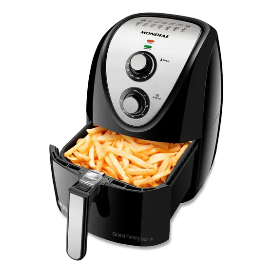 Fritadeira elétrica sem óleo Mondial Cozinha AFN-50 5L preta e inox