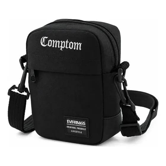 Shoulder Bag Bolsa Transversal Pochete Academia Treino Viagem Passeio Esportivo Porta Documento Carteira Resistente Reforçada Cor Preto