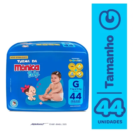 Fralda Turma Da Mônica Baby Mega G 44 Unidades G Sem Gênero