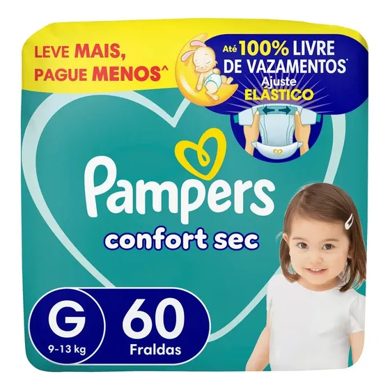 Fralda Pampers Confort Sec Tamanho G, 60 Unidades