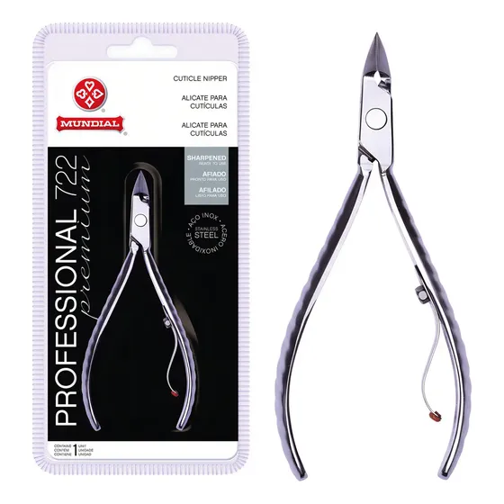 Alicate De Cutícula Professional 722 Mundial Premium Inox Prateado