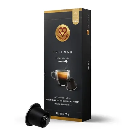 Cápsula de Café Intenso Compativel com Nespresso 3 Corações 10 unid
