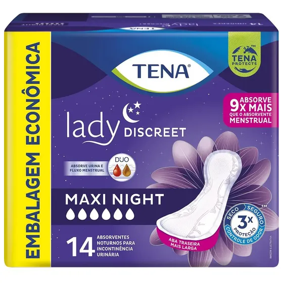 Absorvente para Incontinência Urinária Tena Lady Discreet Maxi Night 14 Unidades