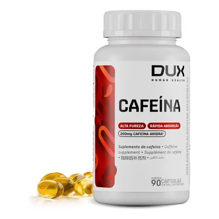 Cafeína Dux 200mg 90 Capsulas Sem Sabor