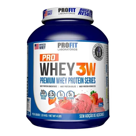 Profit Laboratórios Pro Whey Whey Protein Pro Whey 3w Pó Morango
