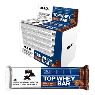 Barra de Proteína 12 Unidades Top Whey Bar Max Titanium Chocolate com Avelã