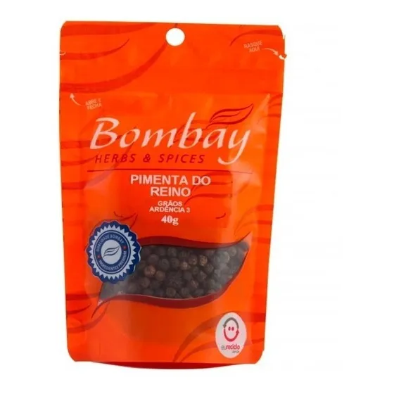 Pimenta do Reino em Grãos Bombay Herbs & Spices Sem Glúten Vegano - Pouch 40g