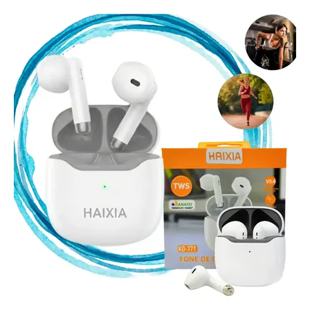 Fone De Ouvido In-ear Haixia 771 Sem Fio Bluetooth Com Cancelamento De Ruído E Microfone Branco