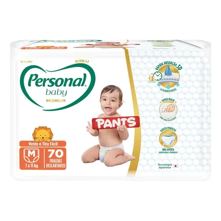 Fralda Premium Pants Tamanho M 70 Unidades Personal Baby M Sem Gênero