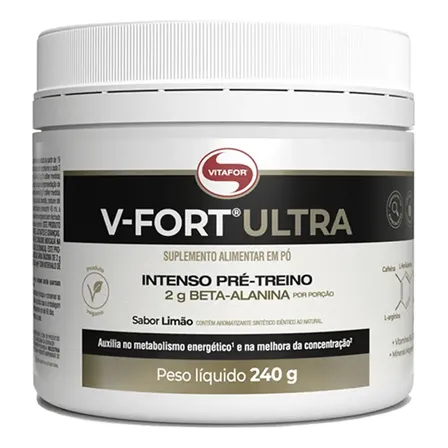 Pré-treino V-fort Ultra Vitafor 240g 2g Beta-alanina Limão