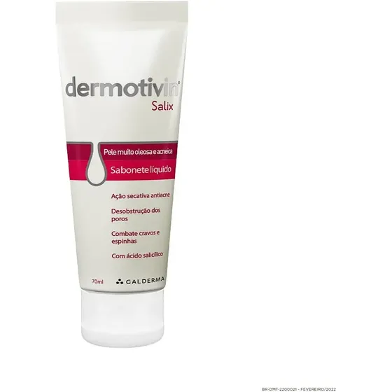 Sabonete Líquido Facial Para Acne Dermotivin Salix 70mL