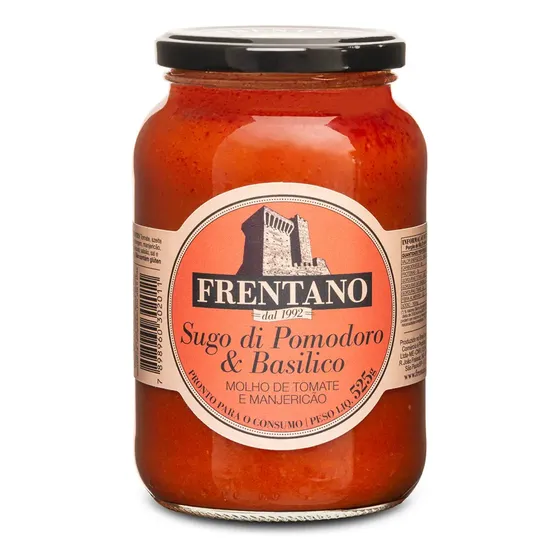 Molho De Tomate Com Manjericão - Sugo Di Pomodoro & Basilico 525g Frentano Artesanal