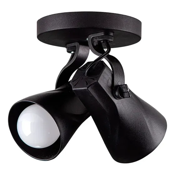 Spot Aletado 2 Lâmpadas Preto Duplo E-27 Startec