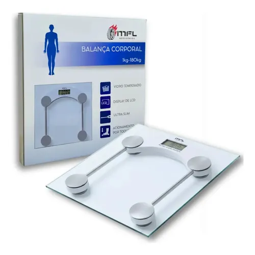 Balança Digital Corporal Vidro Ate 180kg Banheiro Academia Transparente