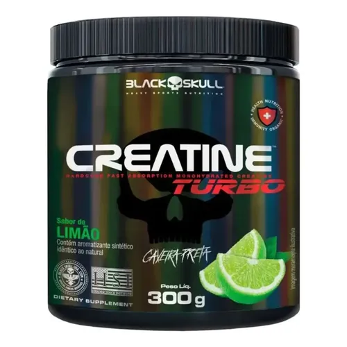 Suplemento em Pó Creatine Turbo Creatina Sabor Limão 300g Black Skull