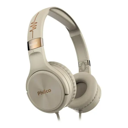 Fone De Ouvido Philco Extreme Concha Almofadada Pfo02g Wave Flat Bivolt Bege